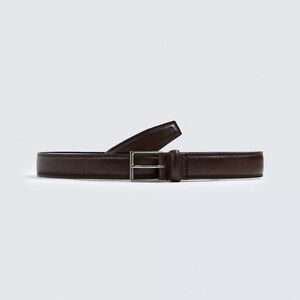 Zara Dark Brown Leather Belt with Silver Buckle